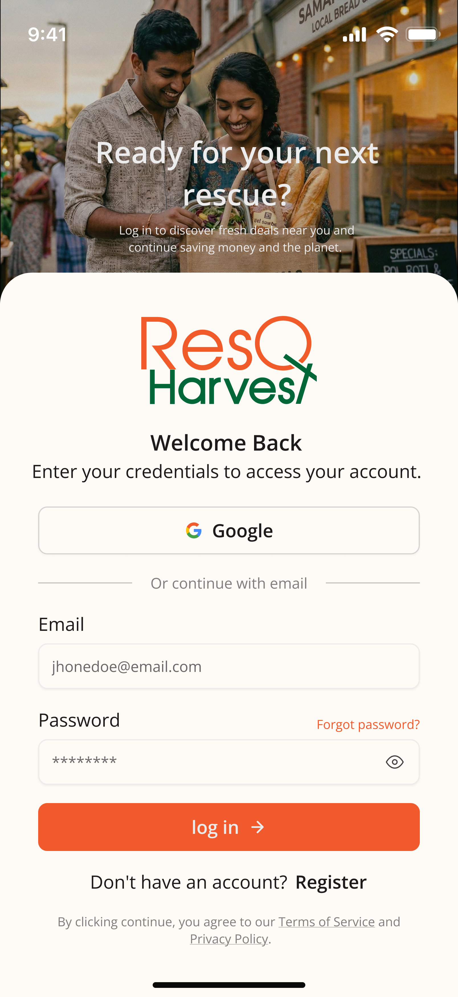 ResQ Harvest app screenshot
